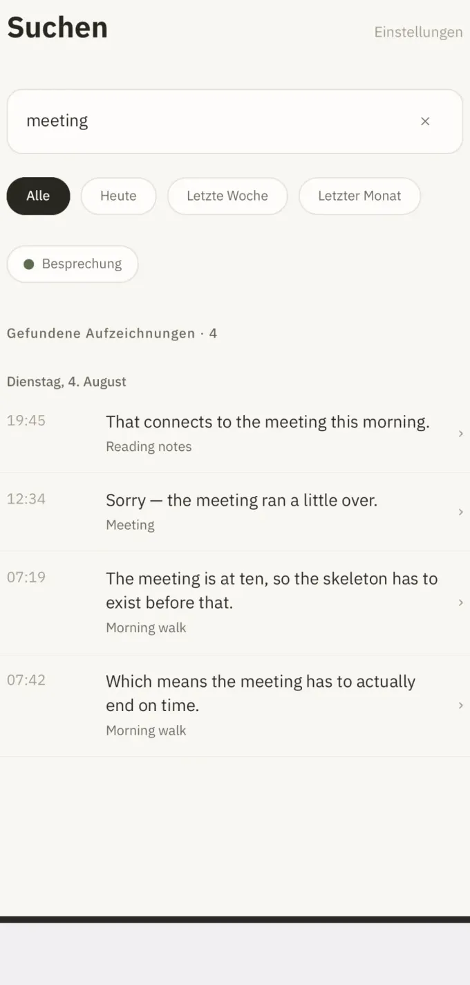 Ein Wort findet es, und es läuft ab dieser Sekunde