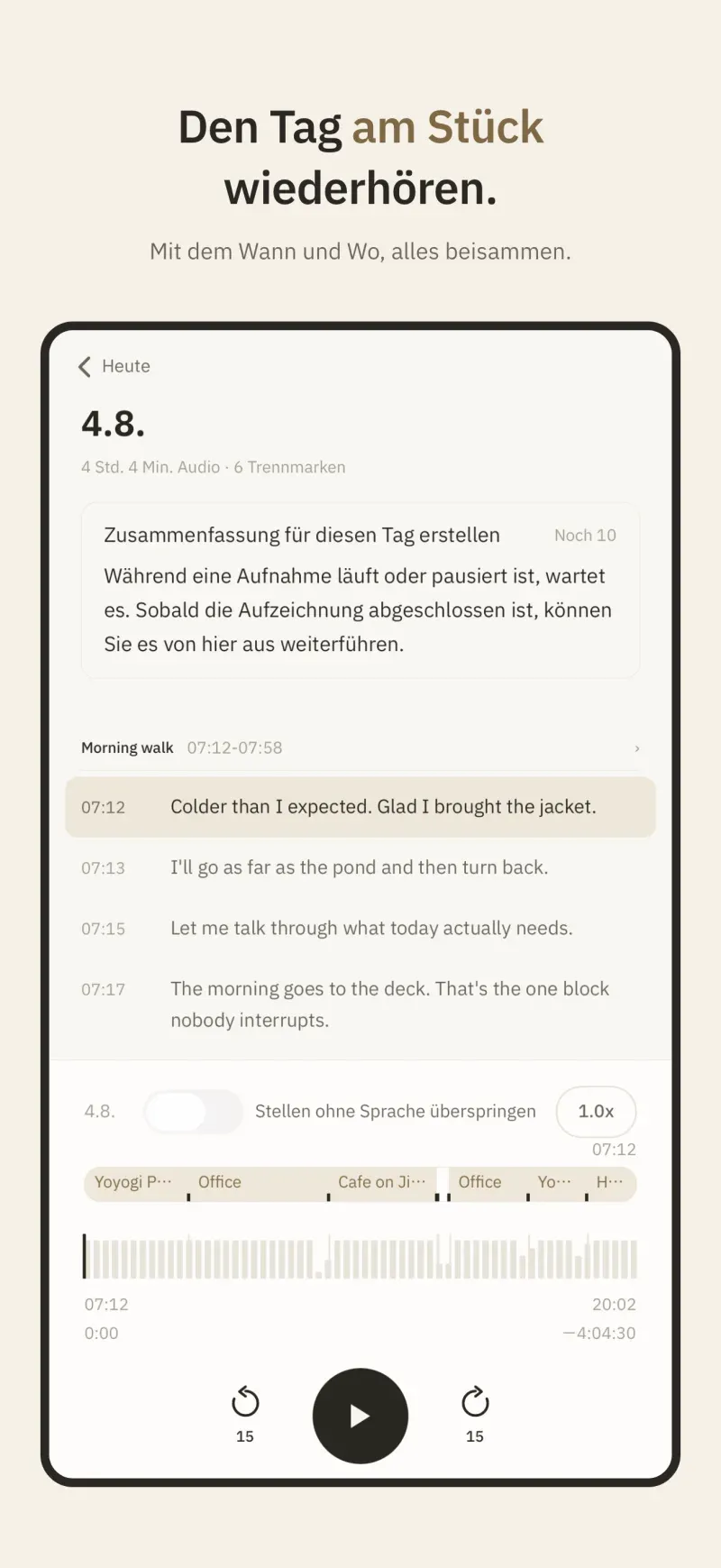 Der ganze Tag, am Stück im Tagesplayer.